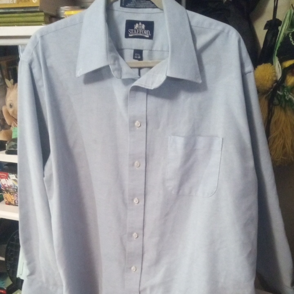 Men's Blue Button Down Dress Shirt by Stafford